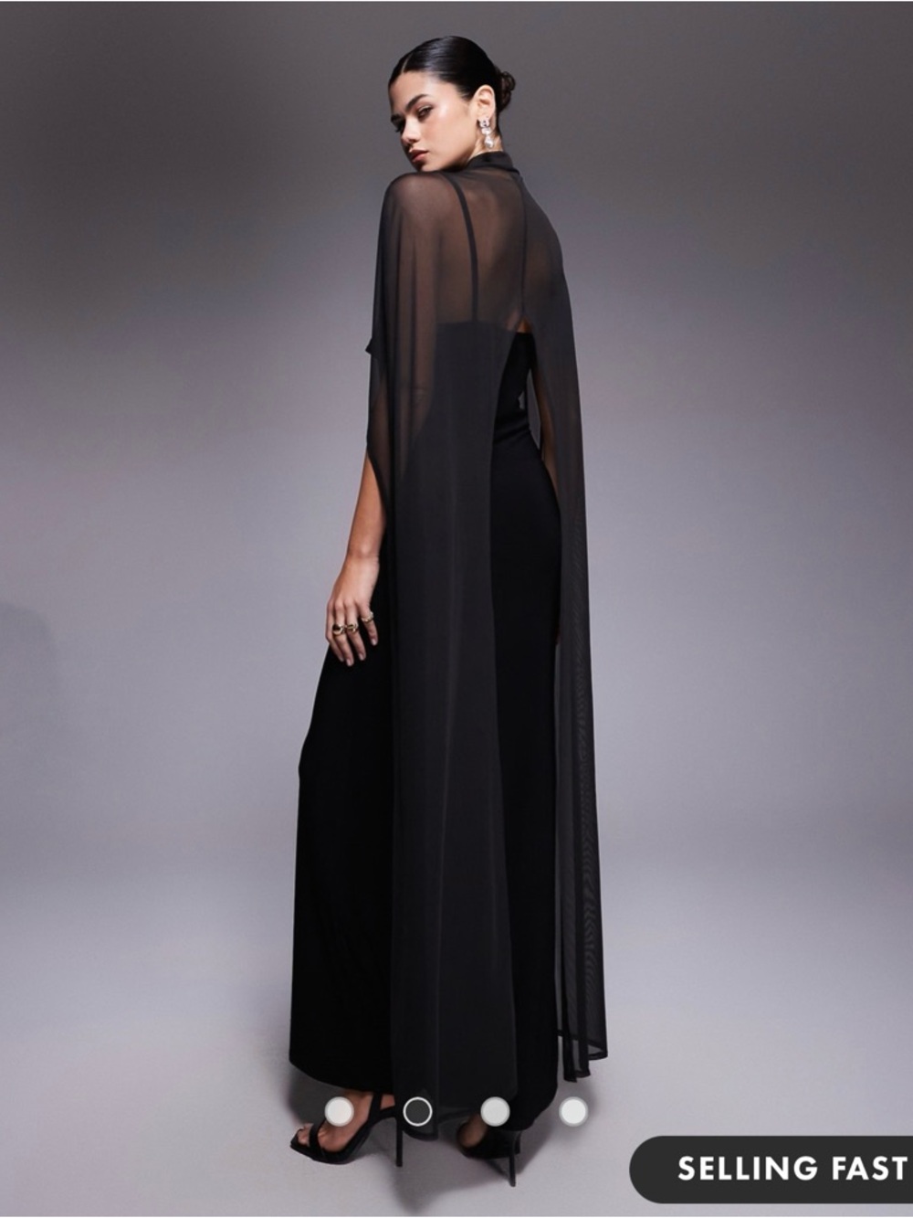 ASOS DESIGN exaggerated cape maxi dress in black - Picture 2 of 6